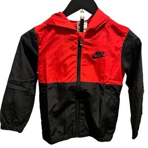 Nike Red and Black Colorblock Hooded Jacket NWT